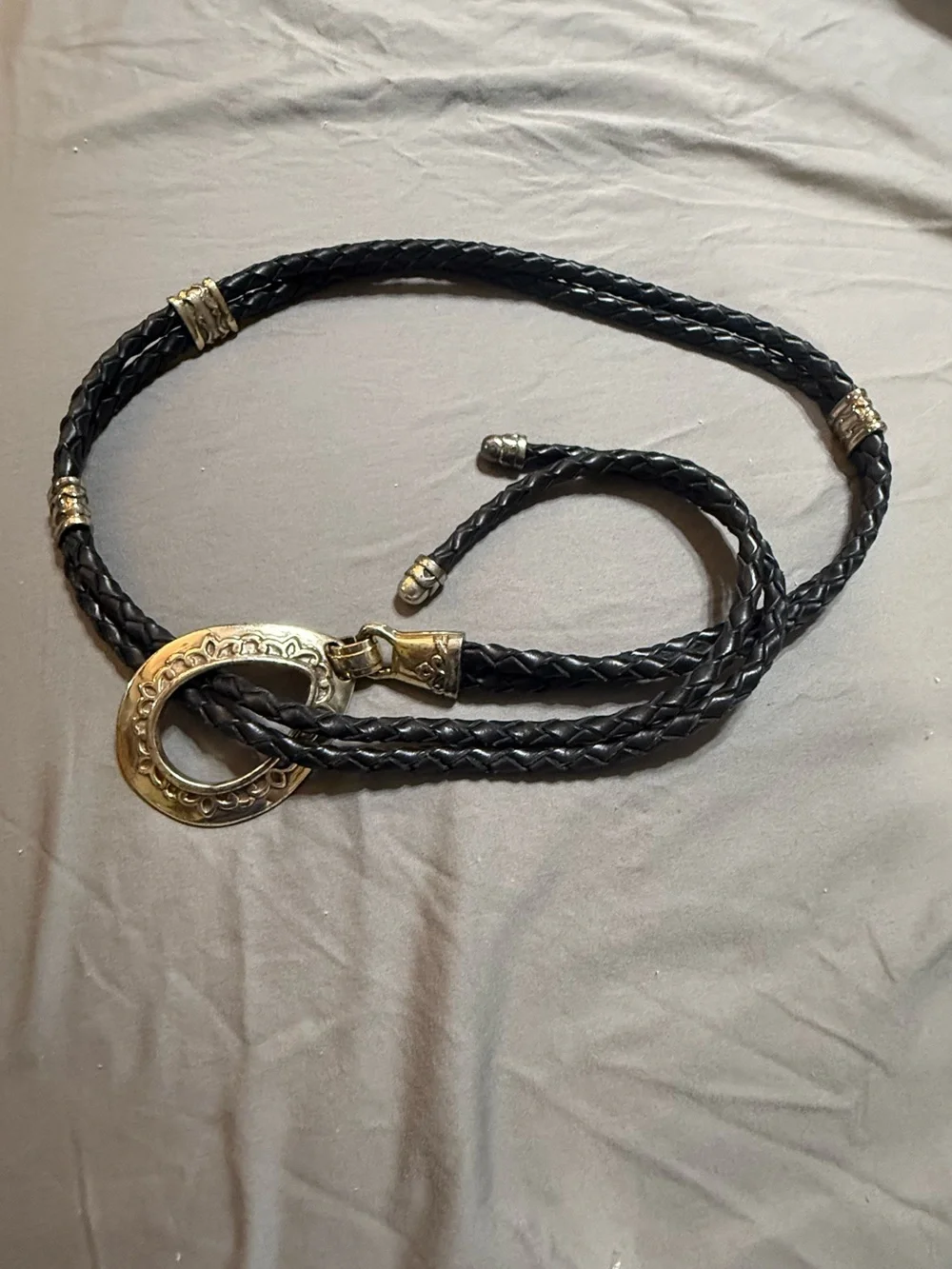 Vintage Brighton M/L Black Leather Lasso Lariat Belt
